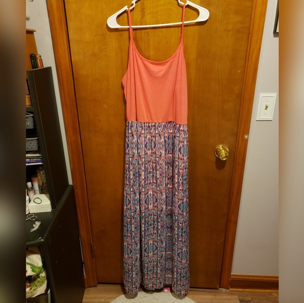 Coral and chiffon maxi
